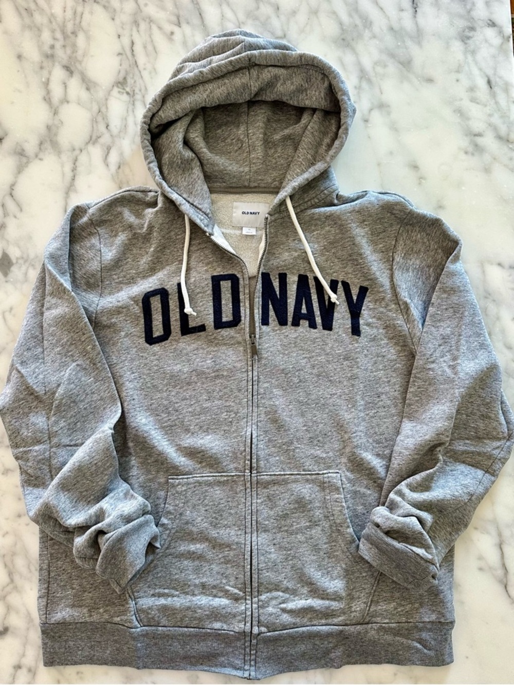 Old Navy Logo Gray Hoodie / Blue Letters